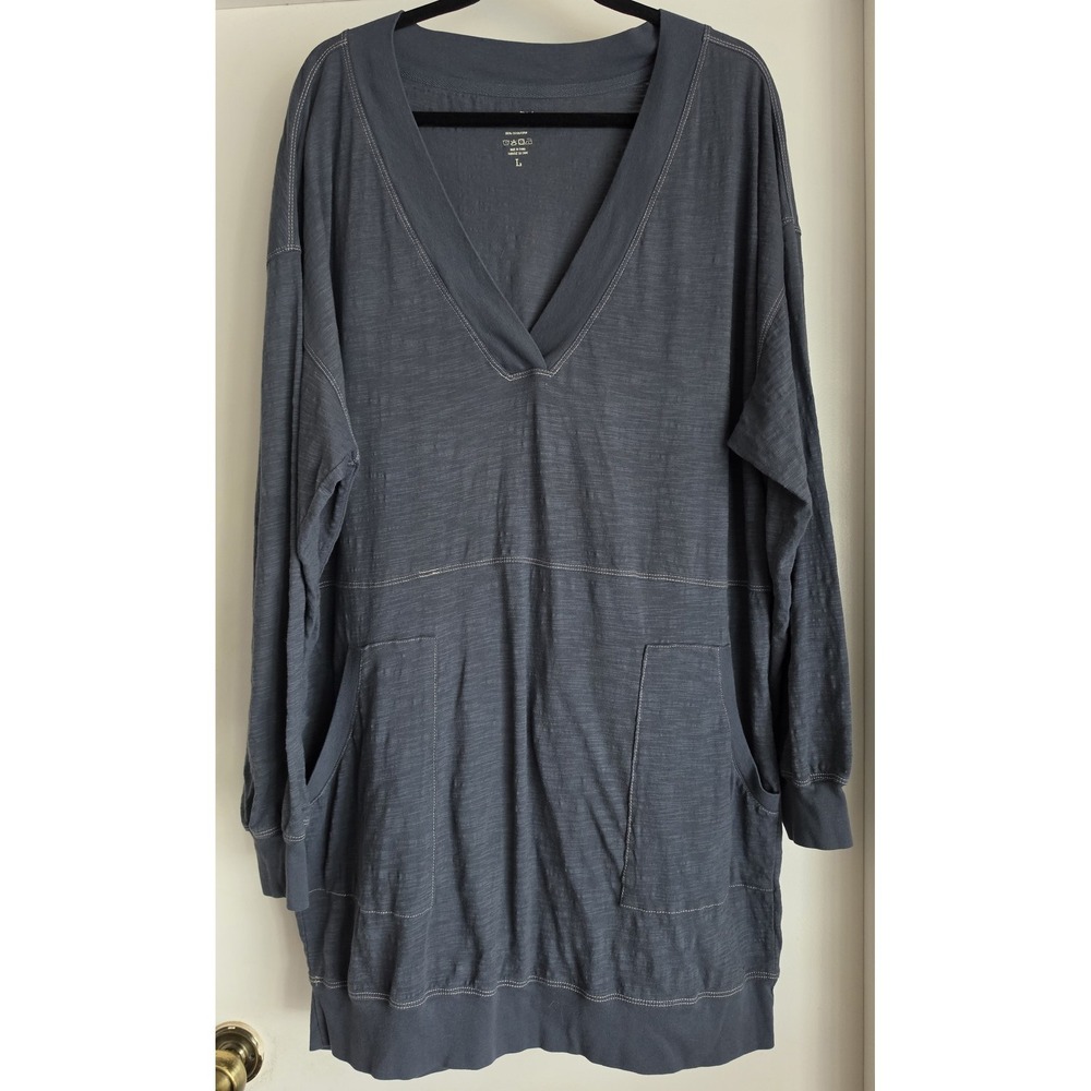 Natural Life Women's Sweatshirt Size L Blue Cotton Long Sleeve Pullover
